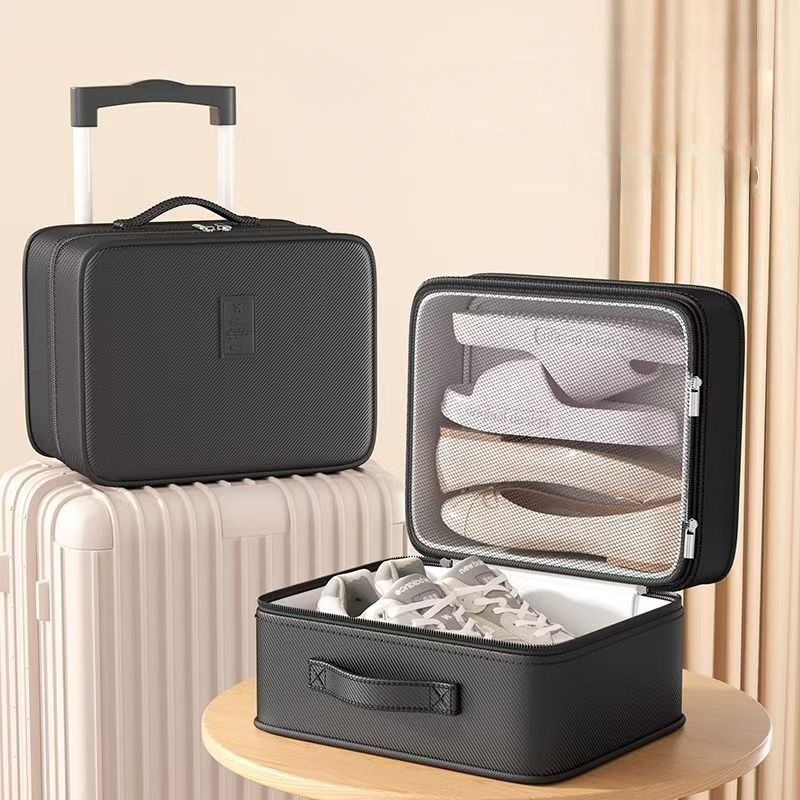 Sneaker Care Shoe Box - アップグレードトラベルシューズバッグオーガナイザー ジッパー式防水スニーカー収納バッグ 多層構造で3足の靴箱を収納可能