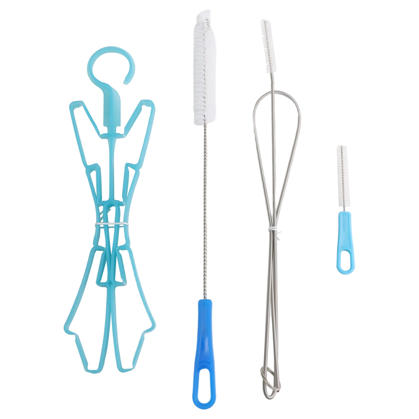 Brush Bristle Set - ハイドレーションパック用ウォーターリザーバークリーニングセット（4点セット）、ロングチューブブラシと乾燥ハンガー付き、ステンレス製ブラシ、アウトドア用