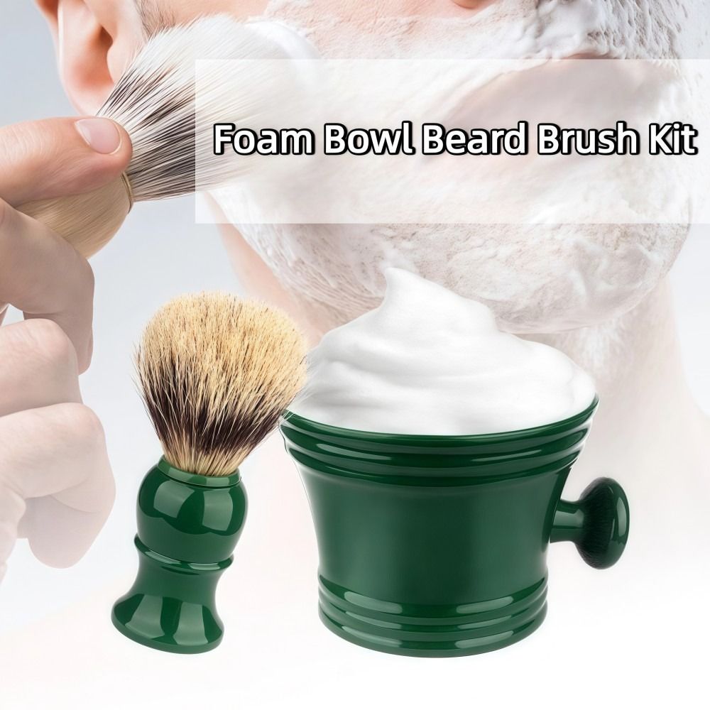 Brush Bristle Set - フルセット シェービングブラシ カップセット 柔らか毛ブラシ 大口径フォームボウル ひげブラシキット
