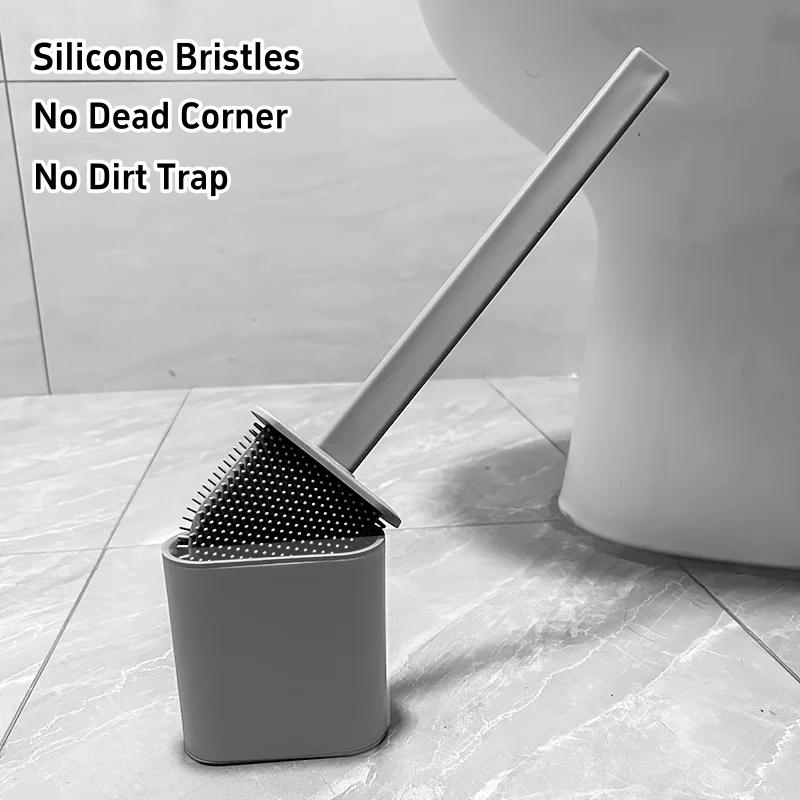 Brush Bristle Set - トイレブラシ 水漏れ防止 ベース付き シリコン製 平頭 フレキシブル