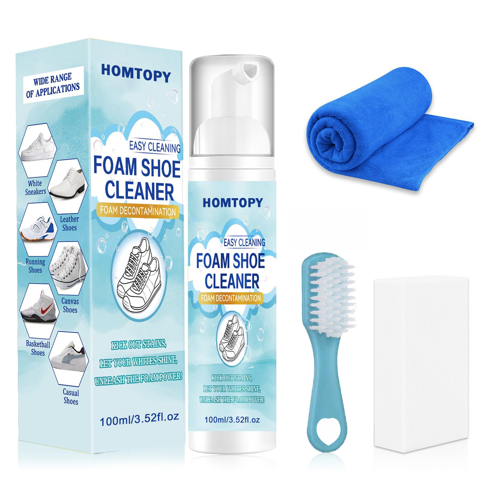 Sneaker Care Kit - 靴クリーニングキット、スニーカークリーナー、汚れや汚れを除去、ブラシとタオル付き、白い靴、レザー、ニット、PU用の靴クリーナー