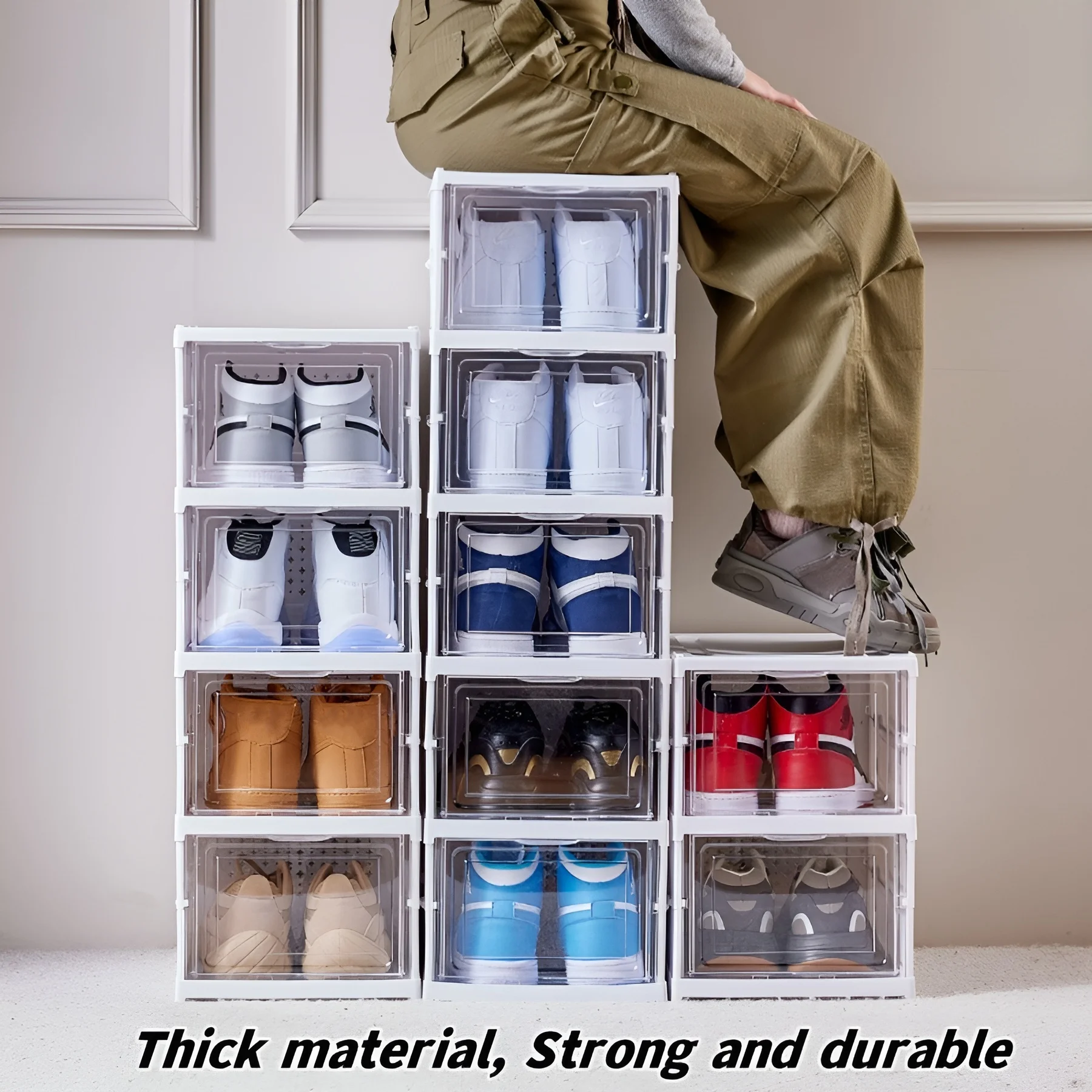 6 層靴ボックス折りたたみ透明スニーカー靴収納オーガナイザー - Sneaker Care Shoe Box のレビューと価格