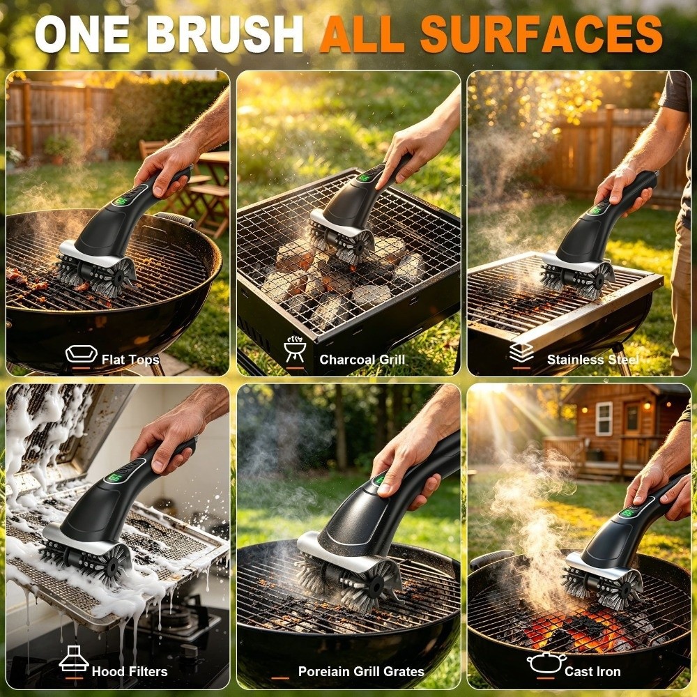 2段階速度設定 電動グリルブラシ 充電式 取り外し可能なヘッ - Brush Bristle Set のレビューと価格