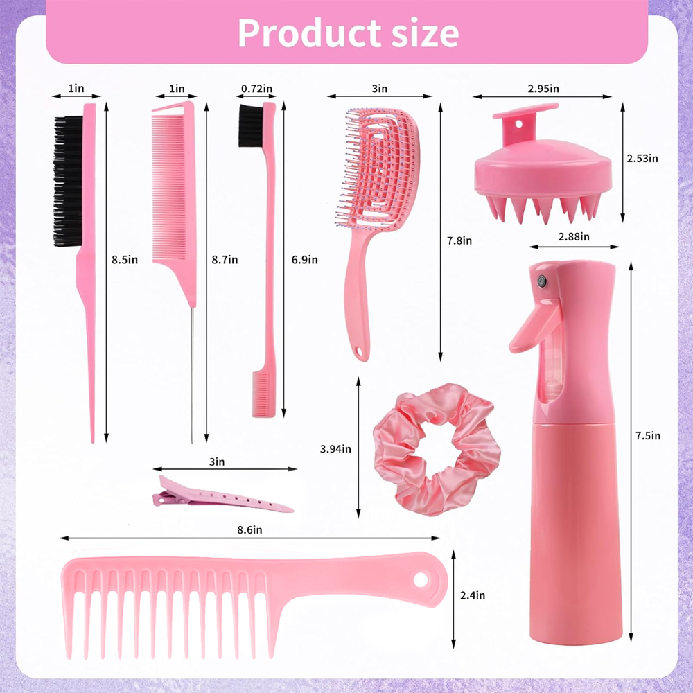 11点セット ヘアブラシセット、ヘアースプレーボトル付きのも - Brush Bristle Set のレビューと価格
